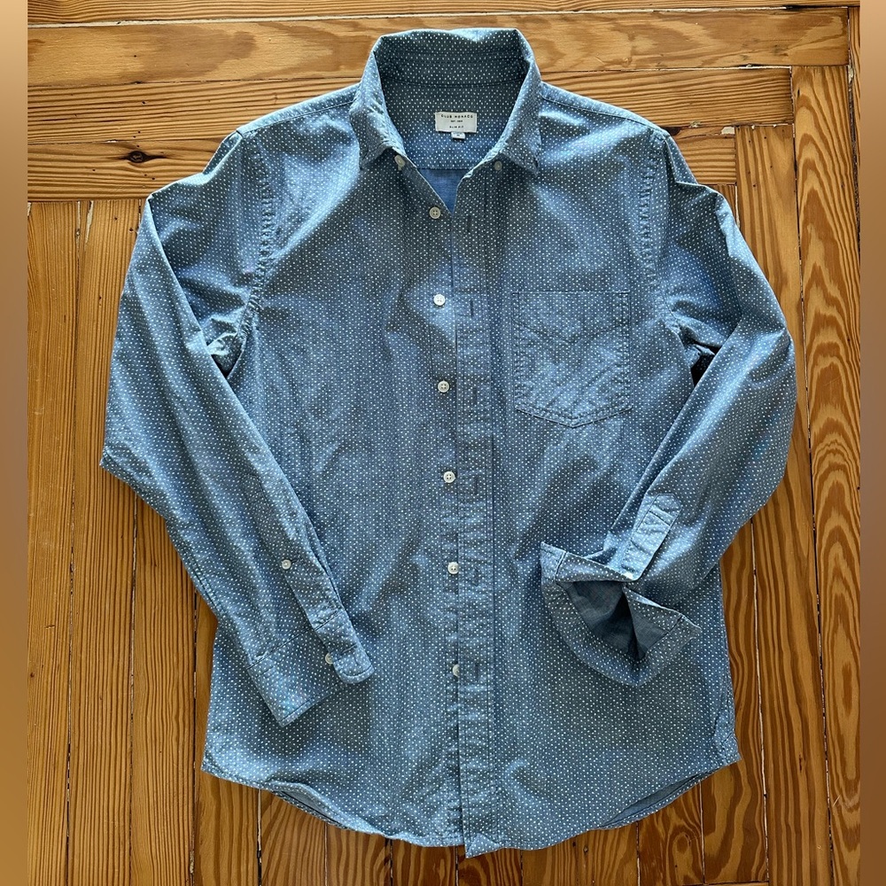 Club Monaco Dot Print Chambray Button-Down